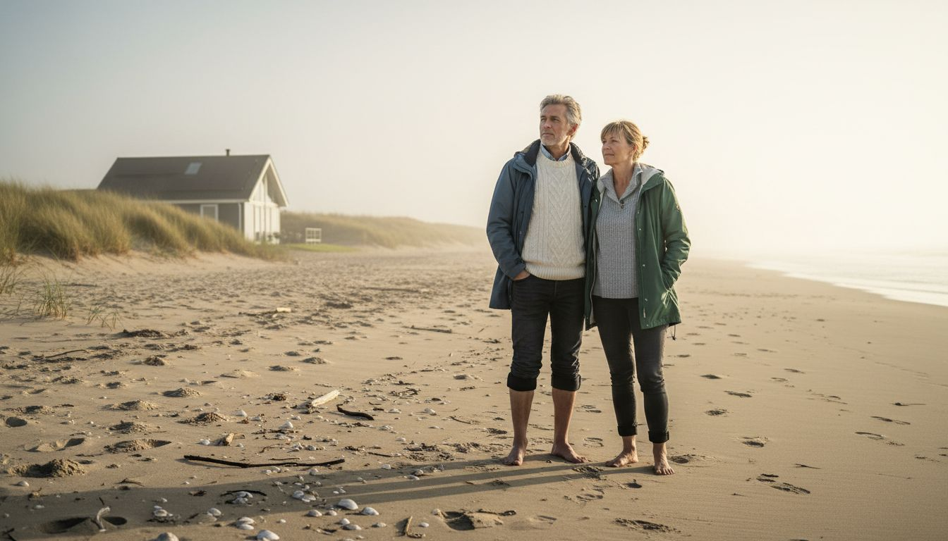 Stelletje geniet samen van de zonsopkomst op het strand van Ameland